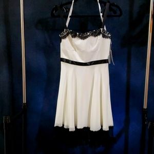 White and black lace dress